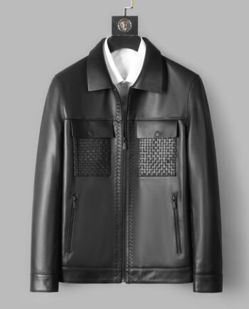 Genuine Leather Short Lapels Sheepskin Business Trends Handsome Jacket Coat