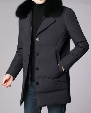 Mid-length thick warm casual hooded coat