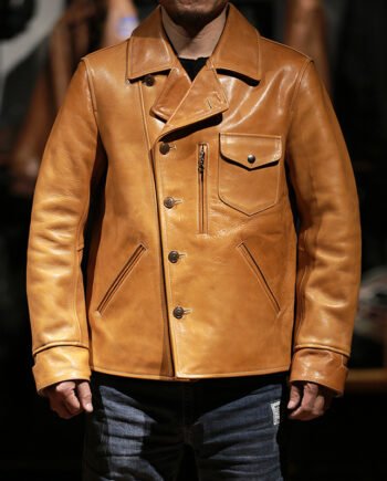 Bear Leather Jacket Men's Lapel Oil Wax Cowhide Coat