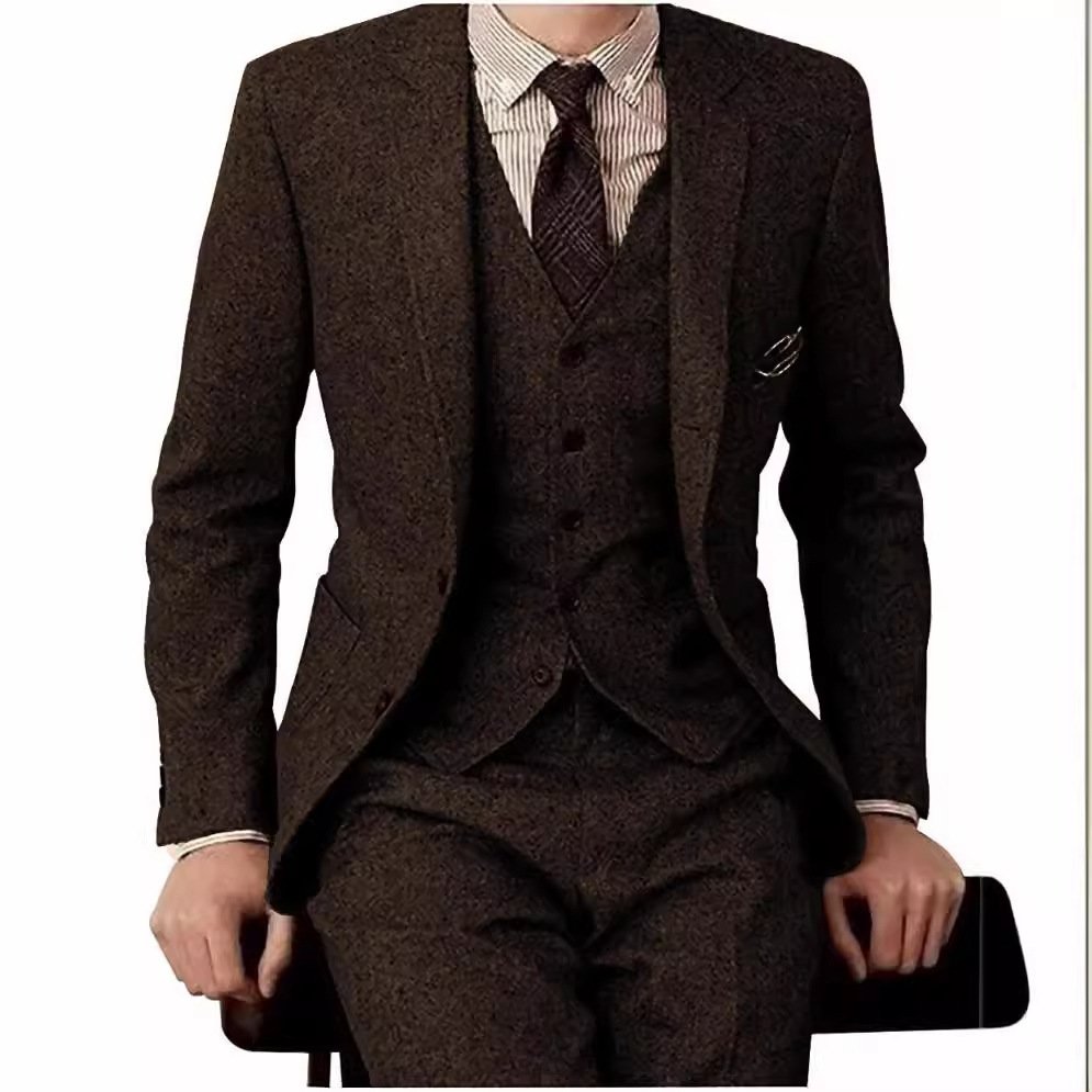 Men's Suit Three-piece Suit Fashion Woolen Suit
