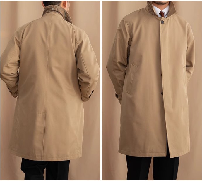 Lapel Single Breasted Business Casual Mid-length Trench Coat