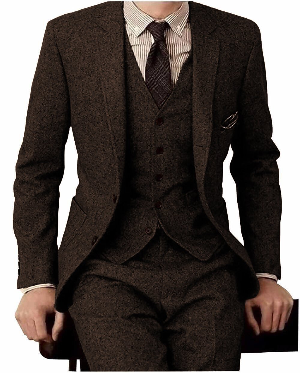 Men's Suit Three-piece Suit Fashion Woolen Suit