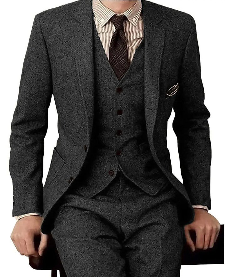 Men's Suit Three-piece Suit Fashion Woolen Suit