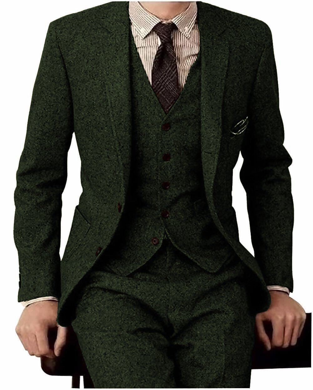 Men's Suit Three-piece Suit Fashion Woolen Suit