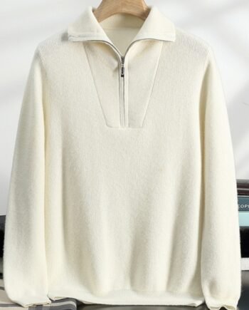 Men's Half Zipper Ingot Needle Thickened Casual Business Long Sleeve Warm Sweater