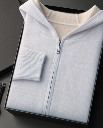 Autumn And Winter Men's Cashmere Thickened Half-high Collar Zipper Cardigan Sweater