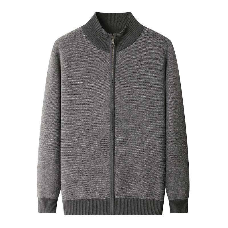 Cashmere Thickened Men's Half Turtleneck Zipper Knitted Cardigan