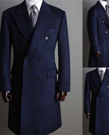 Men's Double Breasted Medium Length Pure Cashmere Coat