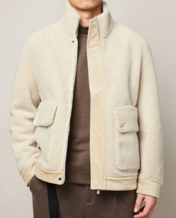 Men's Winter Faux Lamb Warm Thick Jacket Casual Style Stand Collar Solid Color