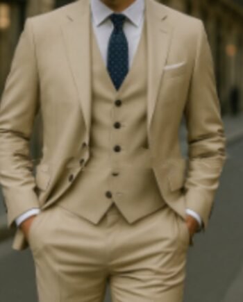 Men's Pure Color Casual Versatile Suit Three-piece Suit