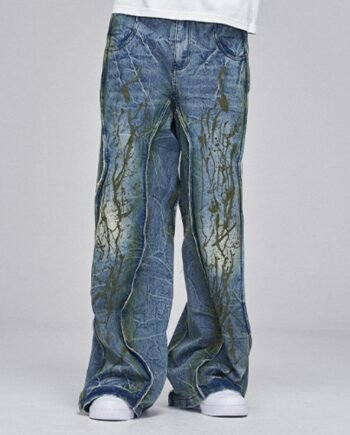 American Street Dirtyfit Heavy Industry Washed Distressed Wide Leg Jeans Design Sense