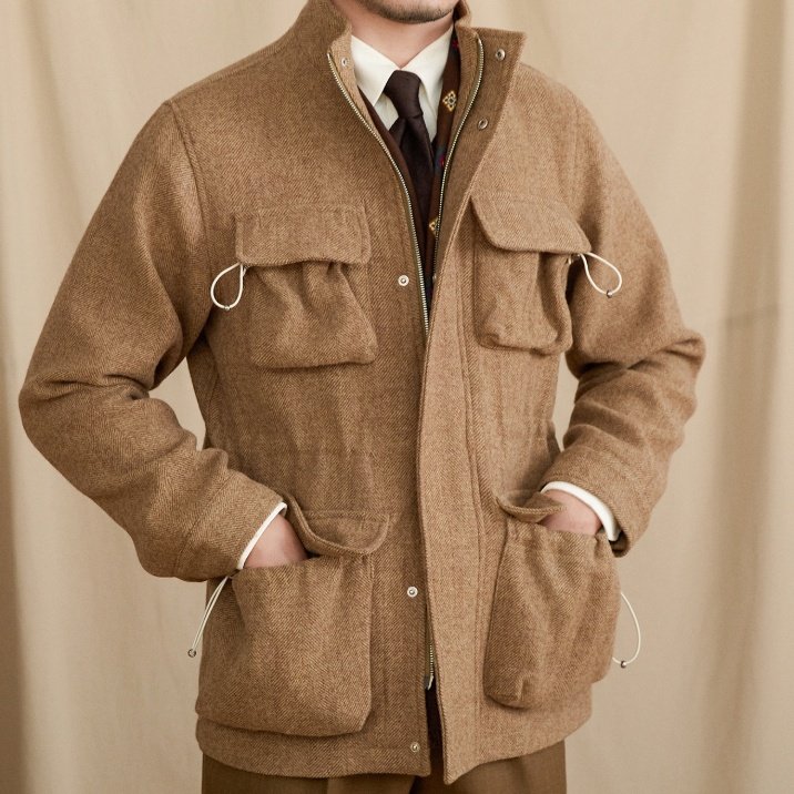 Men's Wool Coat With Stand-Up Collar Retro-Style Heavyweight Warm Jacket