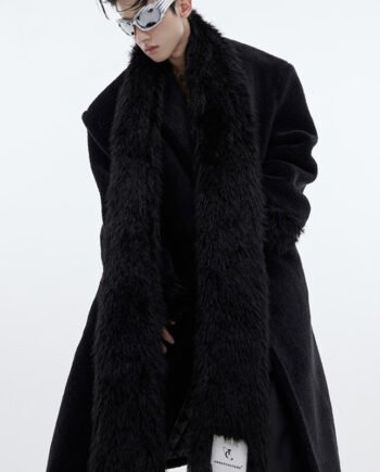 Scarf Design Overcoat Plush Thickened