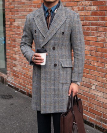 Retro High-quality Wool Plaid Polo Coat