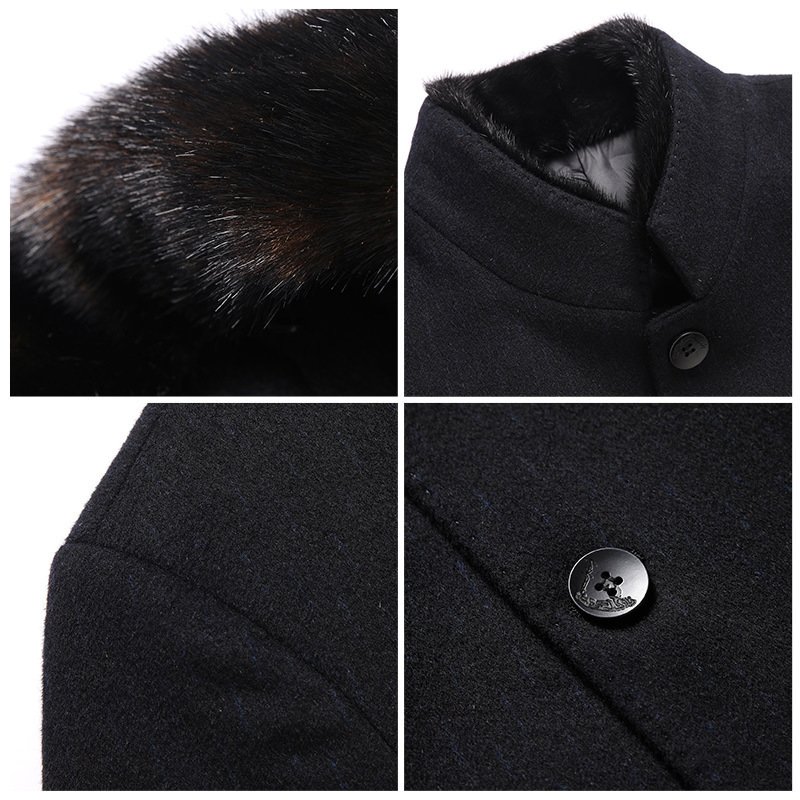 Thick mink wool woolen coat