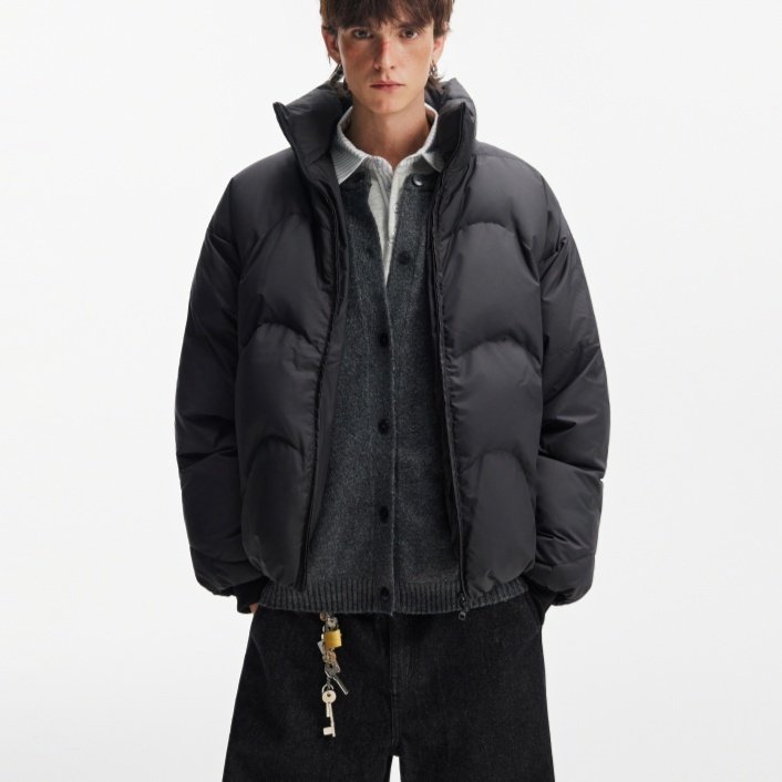 Stand Collar High Fill Down Jacket For Men, Winter Thickened Warmth