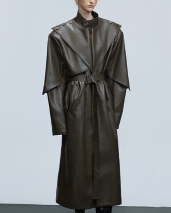Waist-tight Copper Coin Buckle Below The Knee Trench Coat