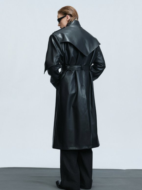 Waist-tight Copper Coin Buckle Below The Knee Trench Coat