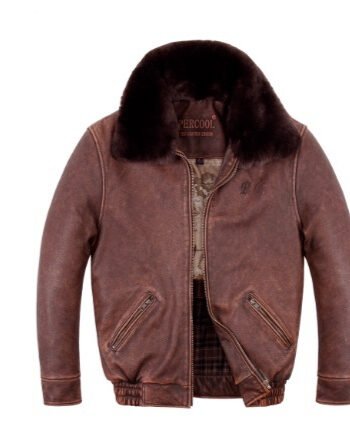 American Style Men's Casual Flight Suit Genuine Leather Jacket