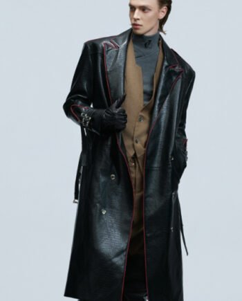 Wide Shoulder Fur Metal Belt Waist Long-cut Coat