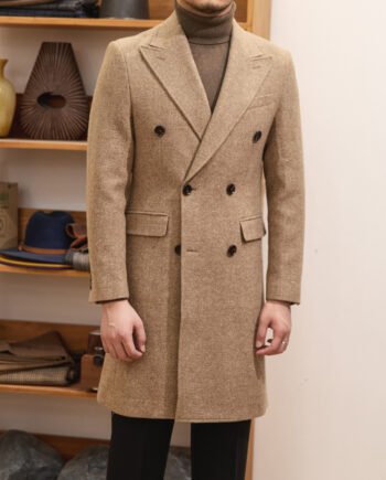 Brown Warm Wool Double Breasted Slim Jacket