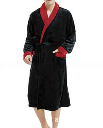 Men's Large Size Bathrobe Long Sleeve Nightgown