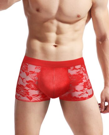 Mid-rise Lace Faux-leather Boxer Briefs